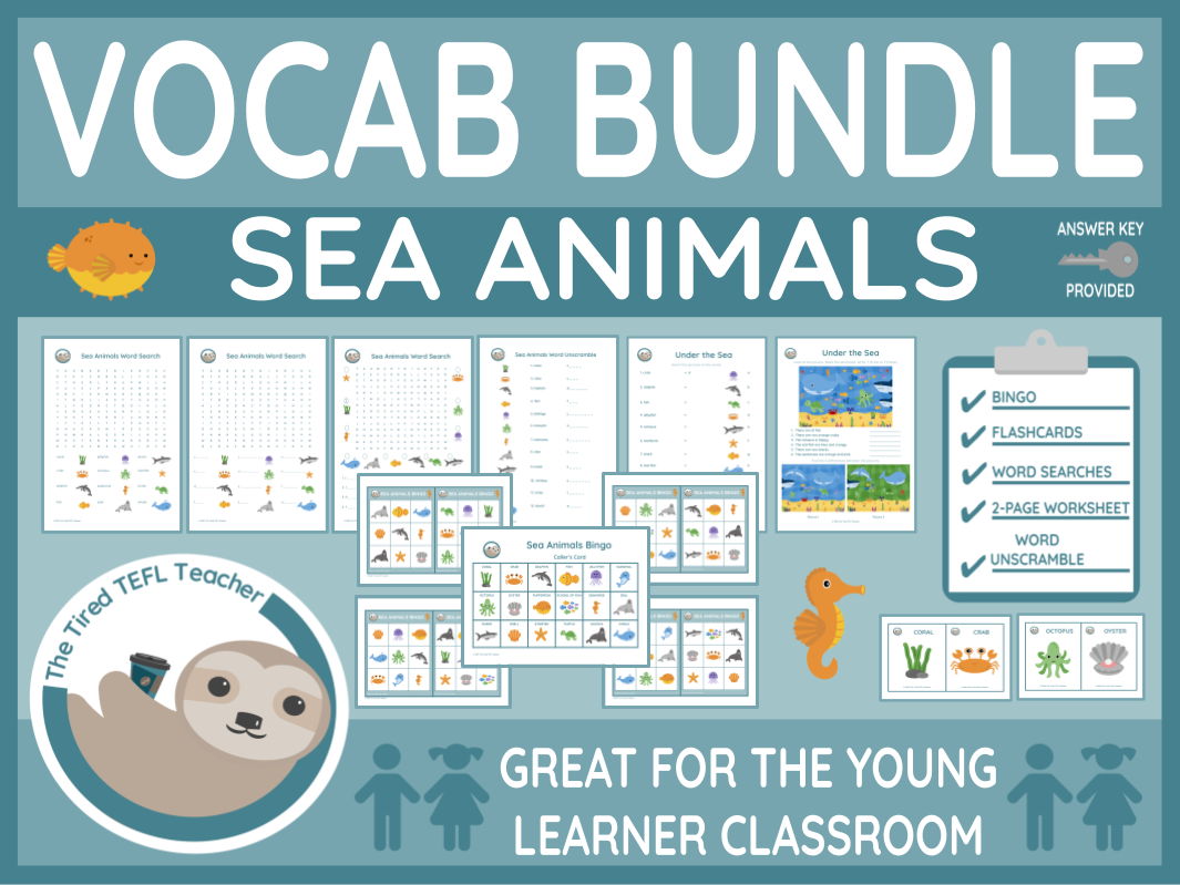 ESL Sea Animals Vocabulary Bundle