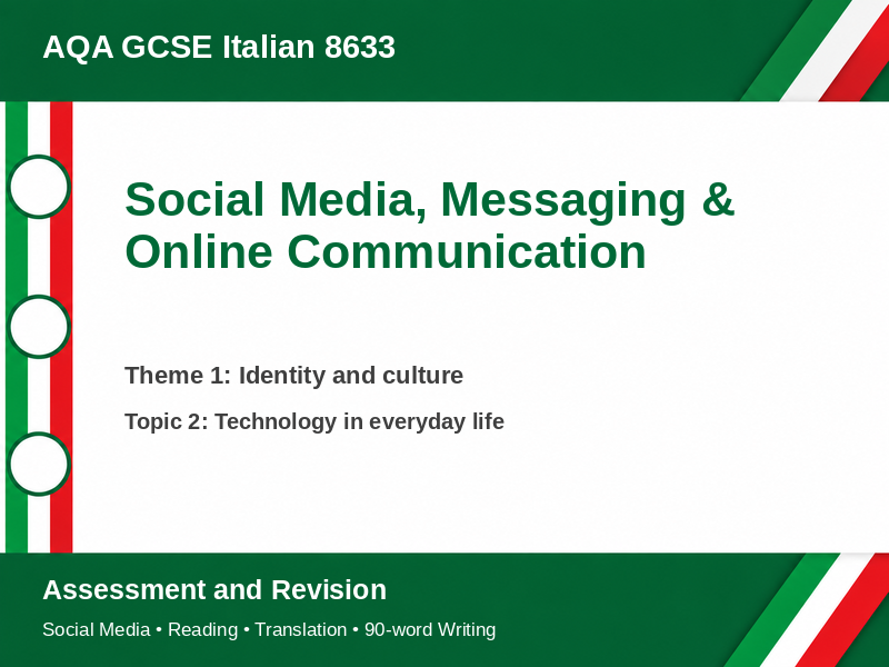AQA GCSE Italian – Social Media, Messaging & Online Communication