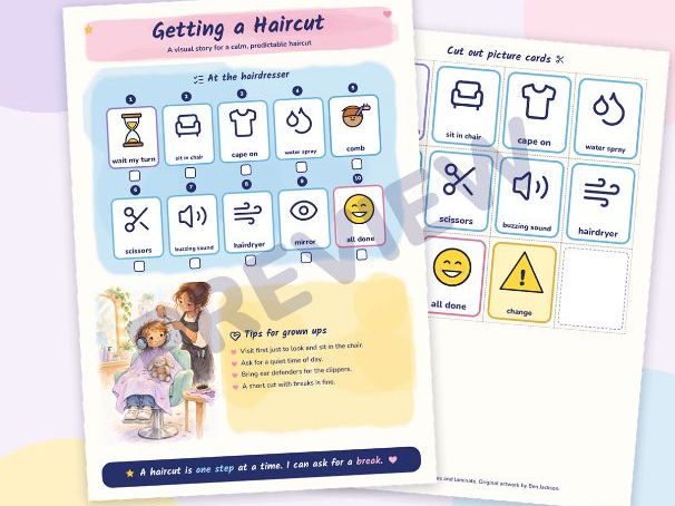 Getting a Haircut: Visual Story with Picture Cards