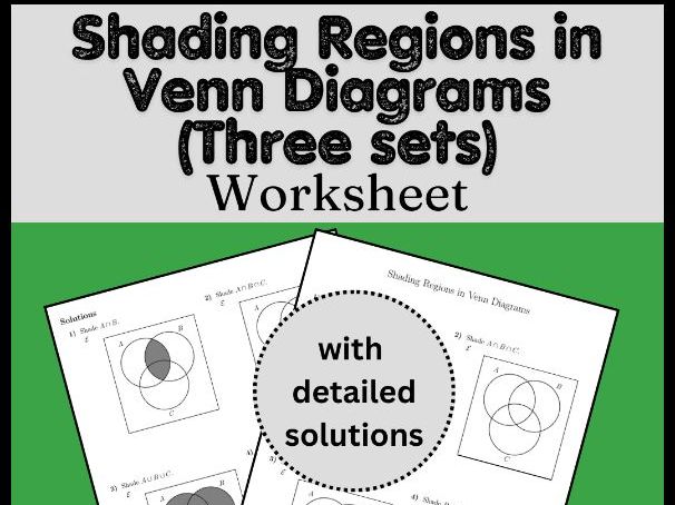 Shading Regions in Venn Diagrams (Three sets) Worksheet (with solutions)