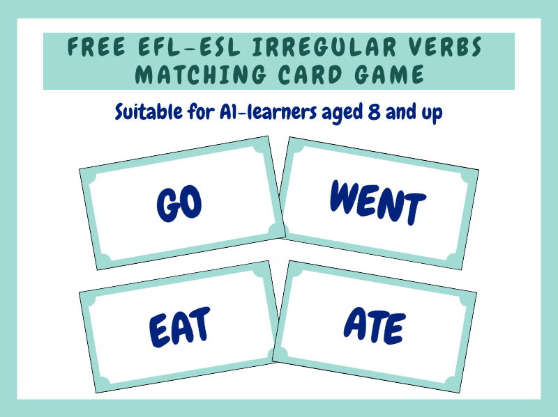 EFL-ESL Irregular Verbs Matching Card Game (A1 level)
