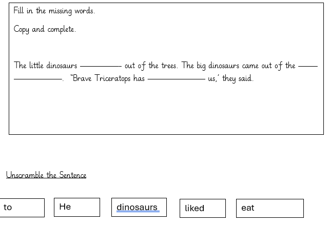 PM reading - 'Brave Triceratops' (Green) worksheets