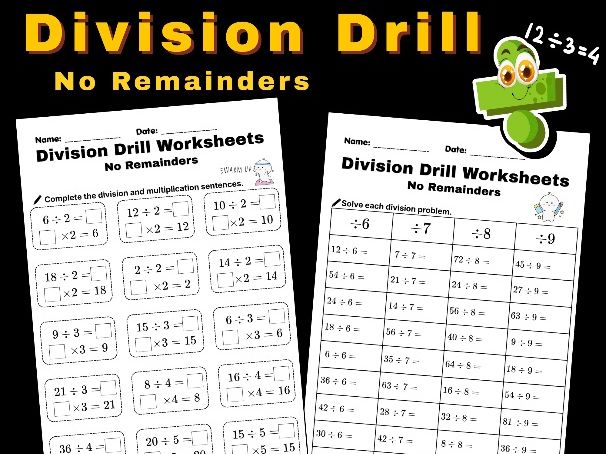 Division Facts Drills | No Remainders | Year 3-5 Maths, KS2