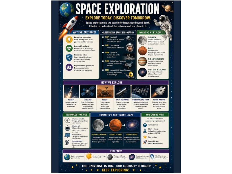 Space Exploration and Challenger Explosion Classroom Posters 18"x24"