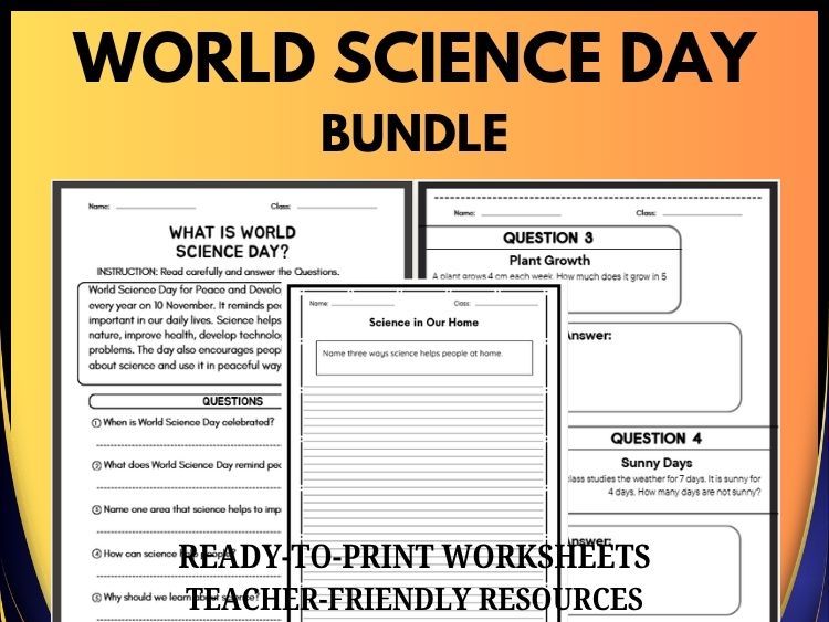World Science Day Bundle | Reading Comprehension, Writing & Math Grades 2–8