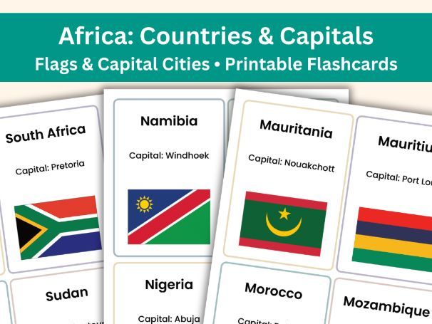 Africa: Countries and Capitals Flashcards | Flags and Capital Cities