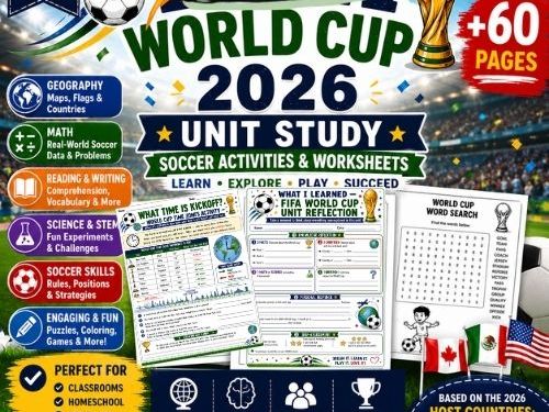 FIFA World Cup 2026 & 2027 Unit Study | Soccer Activities & Worksheets
