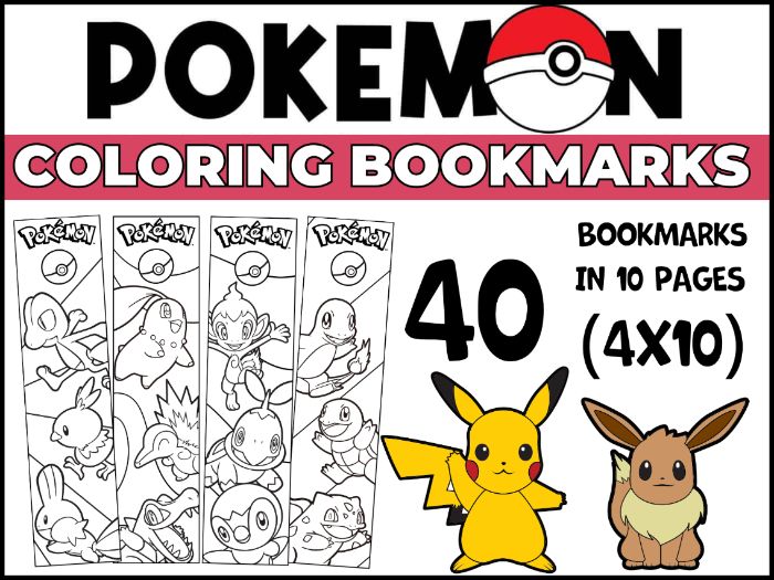 Pokémon Coloring Bookmarks | 40 Coloring Designs