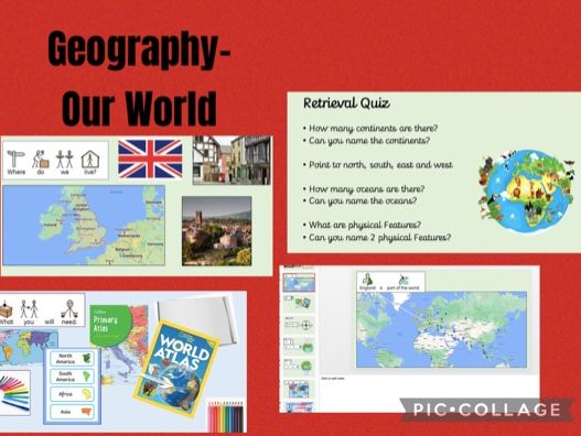 KS1 Y1 Y2 Geography Our world- equator, human features, physical features, continents, oceans