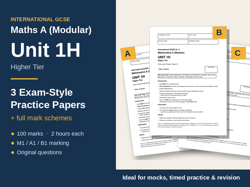 IGCSE Modular Maths Unit 1 Exam Papers