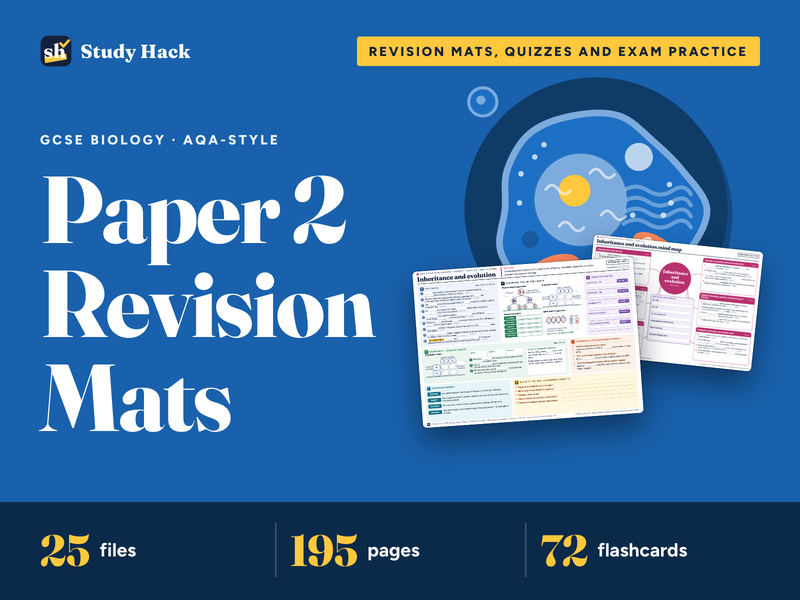 GCSE Biology Paper 2 Revision Bundle: AQA-style mats, quizzes, exam booklets, flashcards