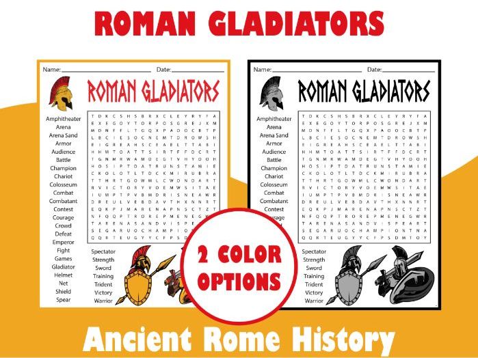 Roman Gladiators Word Search | Ancient Rome History Activity