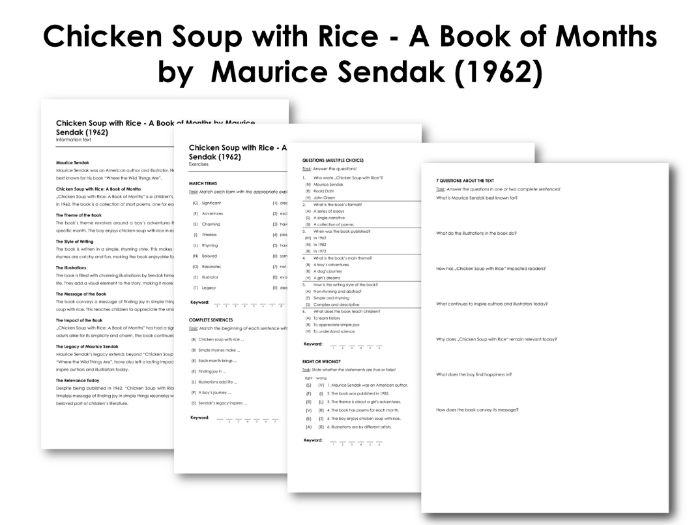 Chicken Soup with Rice A Book of Months by Maurice Sendak (1962) Teaching Resources
