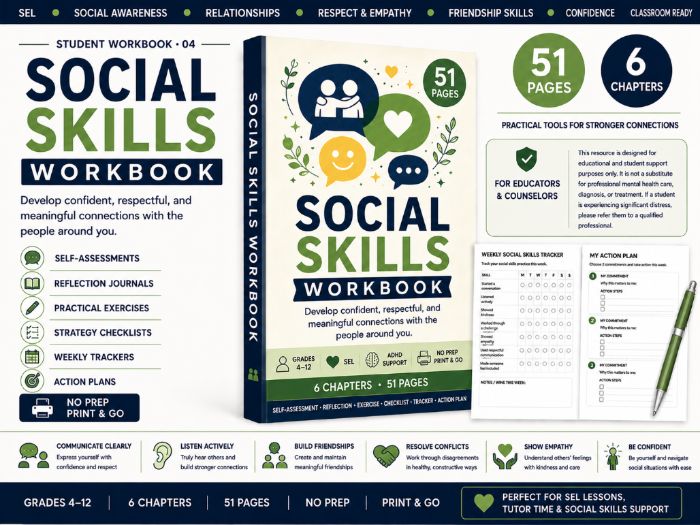 Social Skills Workbook for Students | SEL, Communication & Friendship Activities