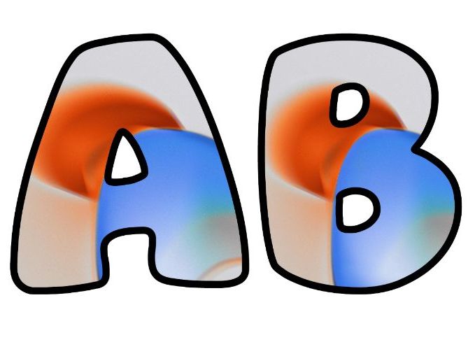 Abstract Art Blue & Orange Classroom Display | Lettering Set | Upper & Lowercase, 0-9 and Signs
