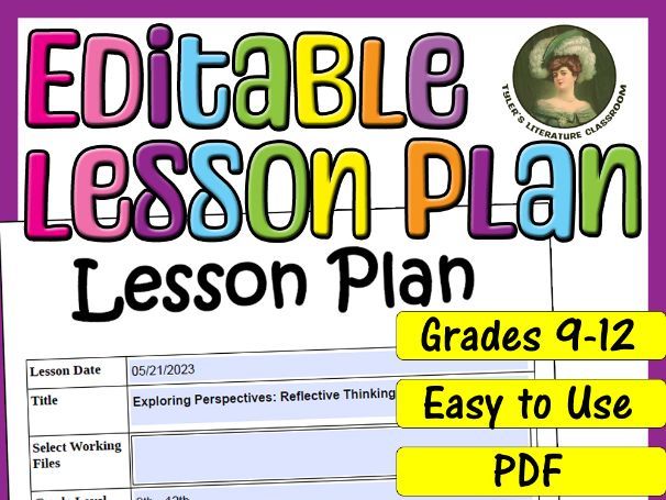 Reflective Thinking : Editable Lesson Plan for High School