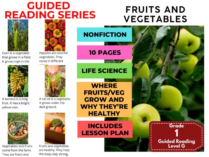 Fruits and Vegetables: Guided Reading Level G with Lesson Plan