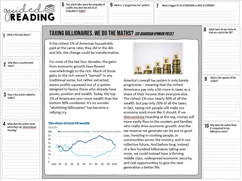 Mathematics - Guided reading and comprehension tasks