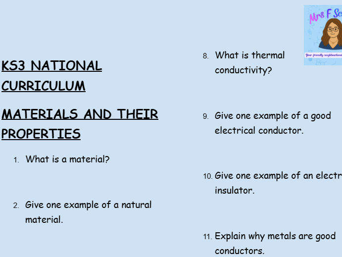 KS3 Chemistry: Materials and Their Properties – 30 Question Retrieval Worksheet PDF