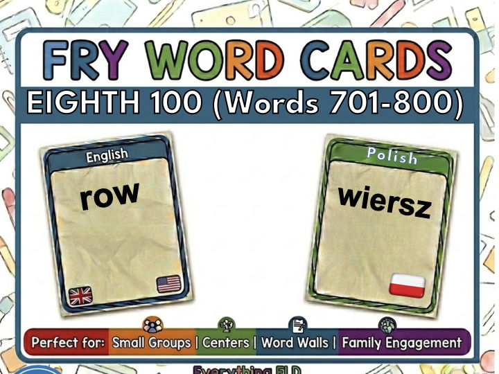 Polish-English Fry Words: Eighth 100 Flashcards