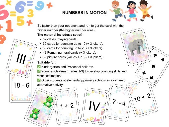 Math and Movement Card Game: Numbers in Motion | Active Counting & Math Facts