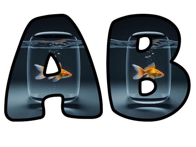 Goldfish Glass Water Swimming Themed Lettering Set | Classroom Display | Upper & Lowercase, 0-9