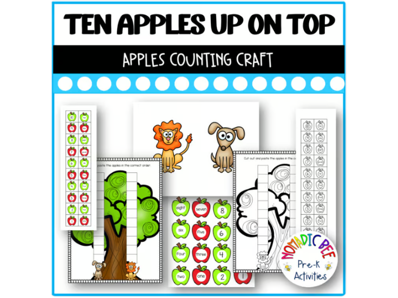 Ten Apples Up on Top Apple Counting Cut-and-Paste