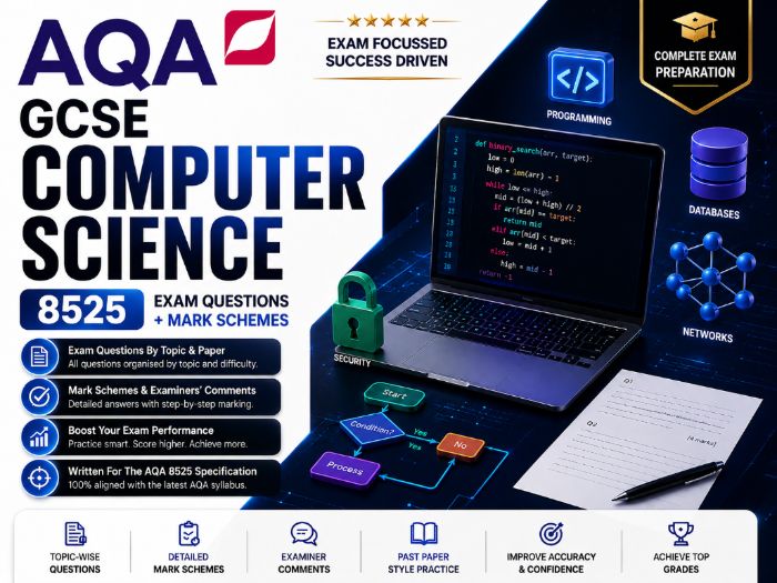 AQA GCSE Computer Science 8525 | Exam Questions + Mark Schemes | Paper 1 - 2027