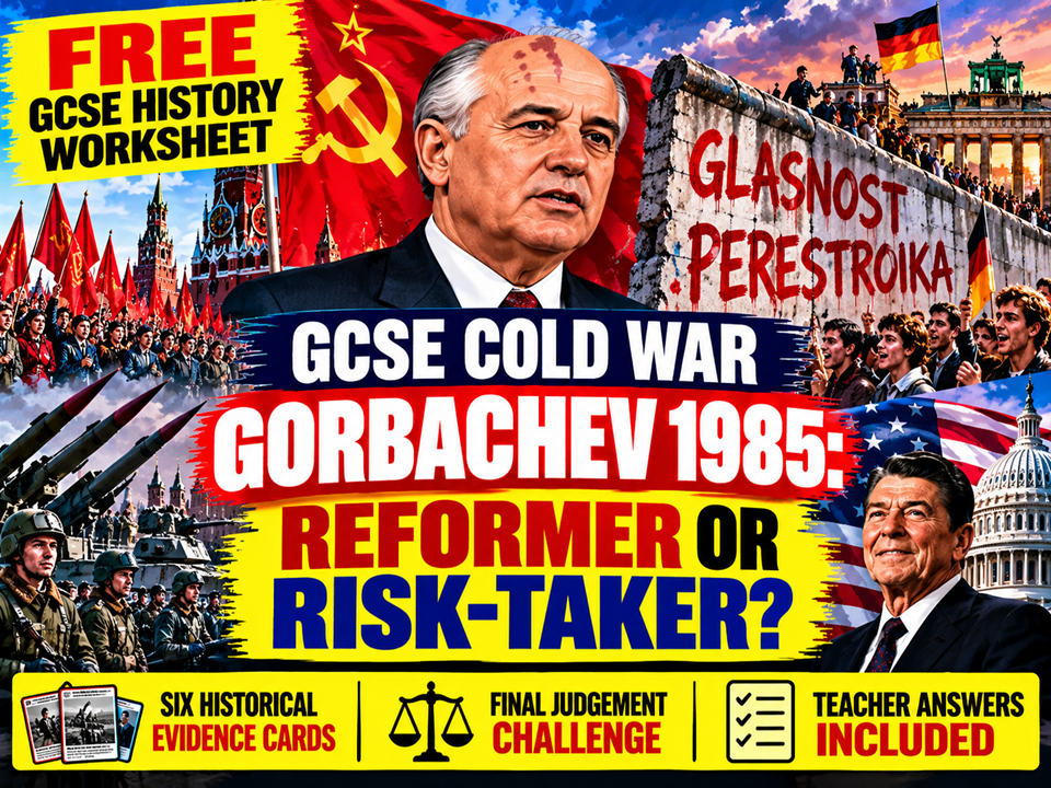 FREE GCSE Cold War Worksheet | Gorbachev 1985 | Reformer or Risk-Taker?