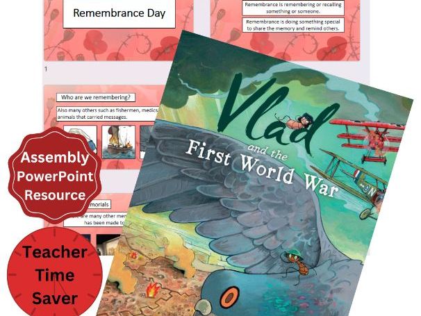WW1 Remembrance Day summary with images from Vlad and the First World War picture book