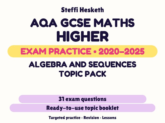 AQA GCSE Maths Higher: Algebra and sequences topic pack Exam Questions | 2020-2025