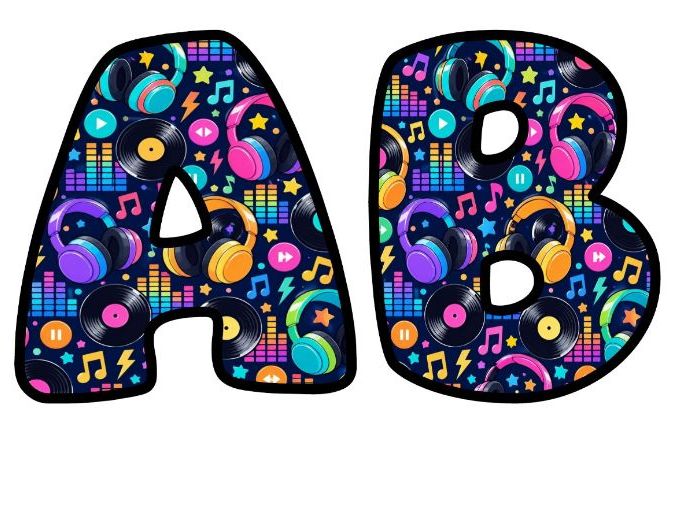 Vinyl Records and Music Bubble Letters | Art and Music Bulletin Board Letters