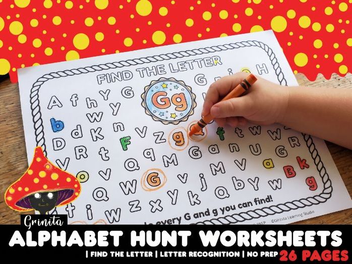 Alphabet Hunt Worksheets | Find the Letter | Letter Recognition | No Prep