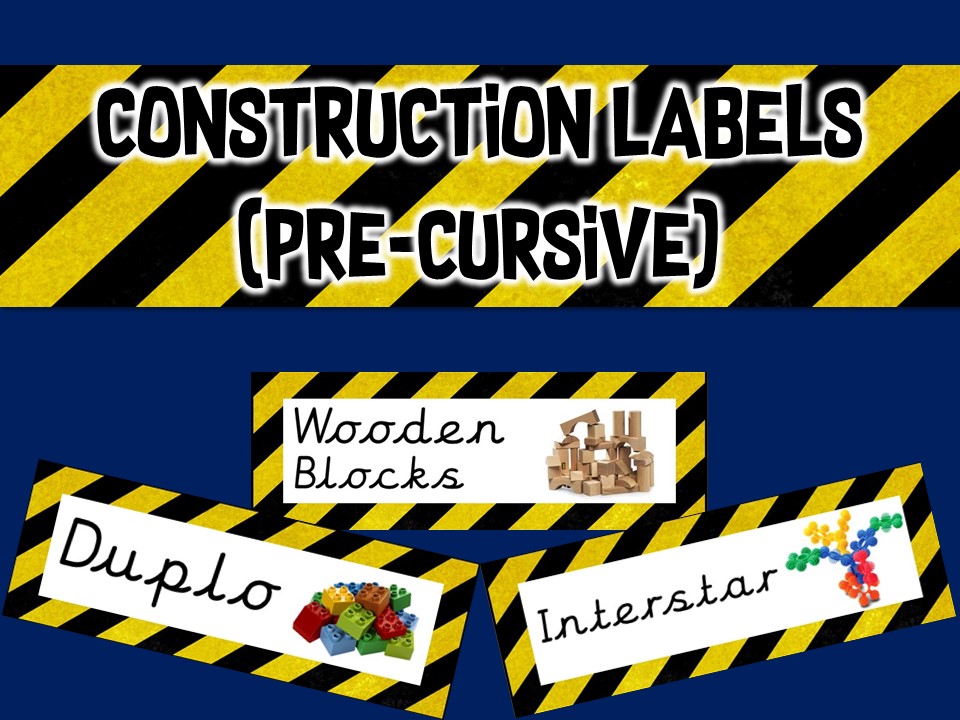 Construction Area Resource Labels - Pre Cursive