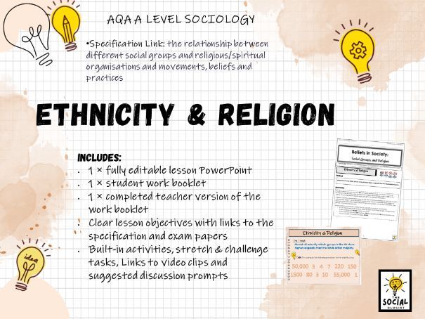 AQA A level Sociology - Beliefs in Society - Ethnicity & Religion