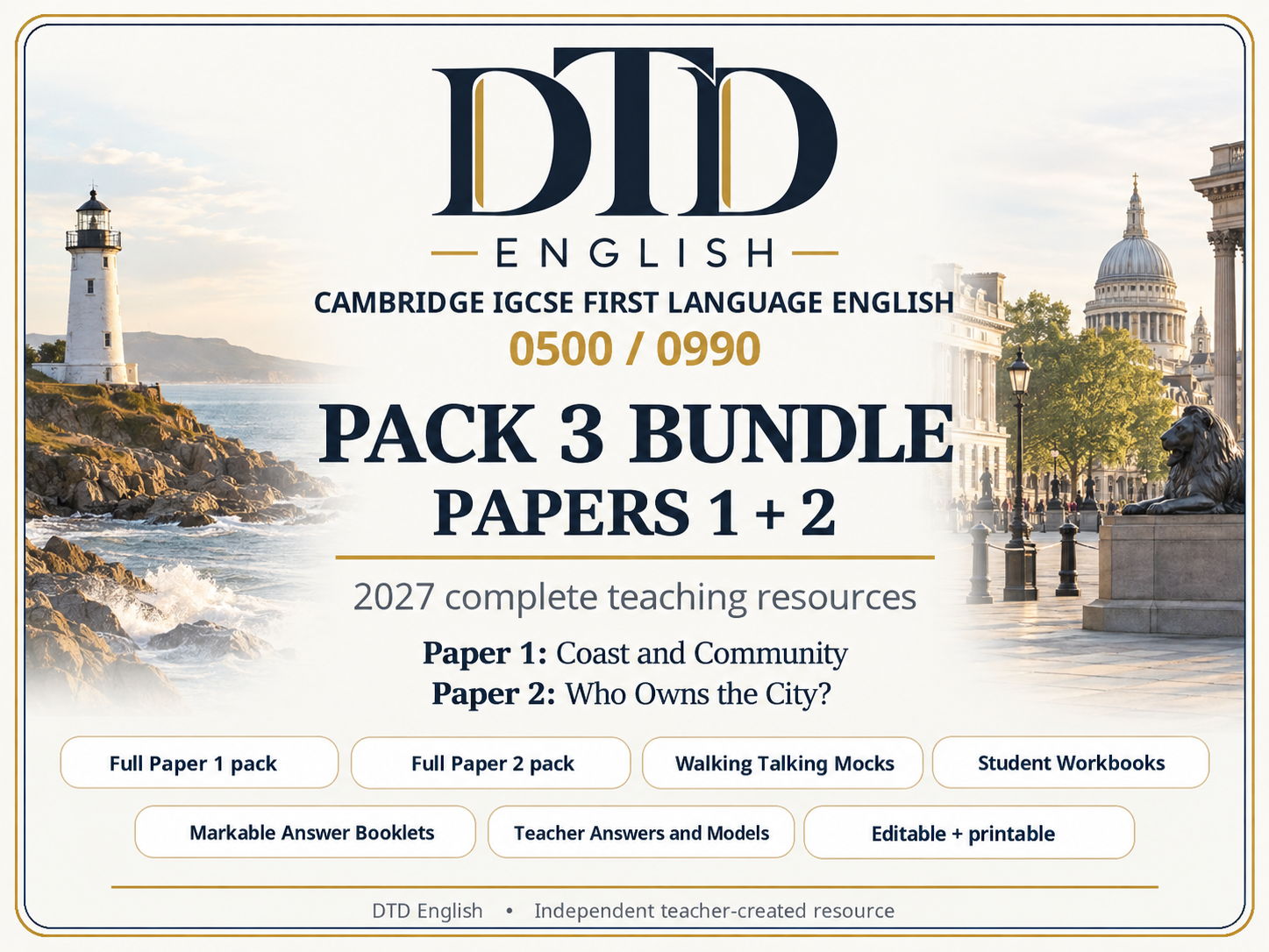 Cambridge IGCSE First Language English 0500 / 0990 Pack 3 Bundle - Papers 1 and 2 - 2027