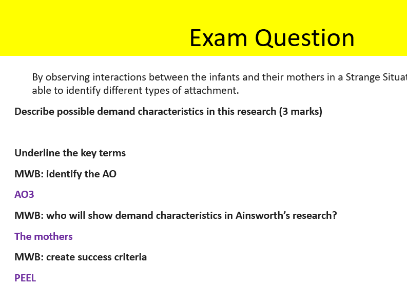 2025 spec AQA Psychology Ainsworth's Strange Situation