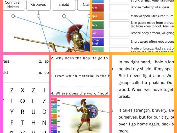 Ancient Greece: Hoplite Reading Comprehension & Activities Pack