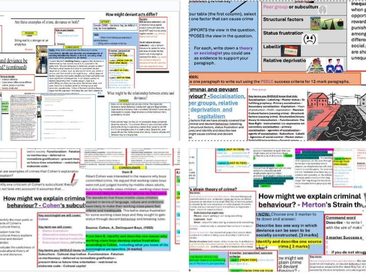 AQA GCSE Sociology: Crime - Explanations of crime BUNDLE