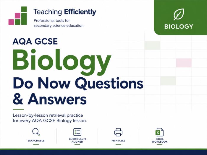 GCSE Biology AQA Do Now Questions and Answers (Excel)