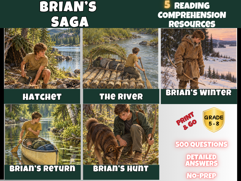 Brian’s Saga | 5-Book Reading Comprehension Bundle | Years 5–8 | KS2–KS3 | PDF