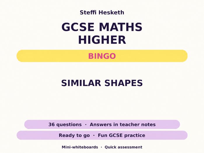 Similar Shapes GCSE Maths Higher Bingo