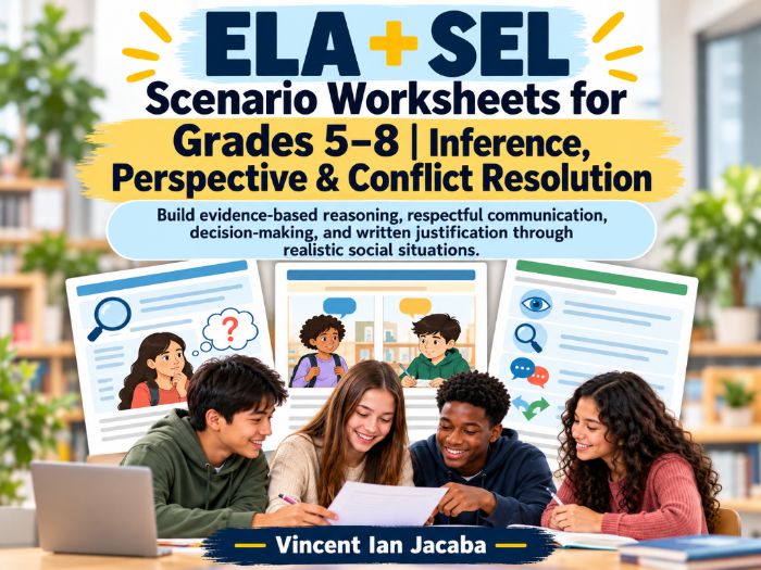 ELA + SEL Scenario Worksheets for Grades 5–8 | Inference, Perspective & Conflict Resolution