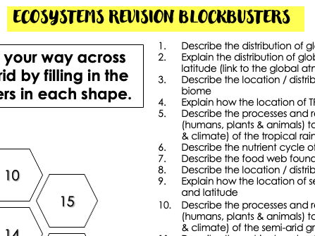 GCSE Revision Ecosystems Blockbusters