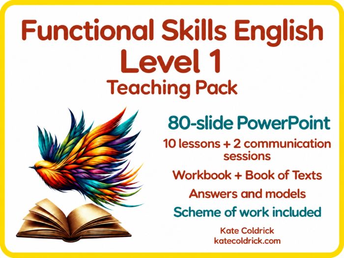 Functional Skills English Level 1 Teaching Pack – PowerPoint & Scheme of Work