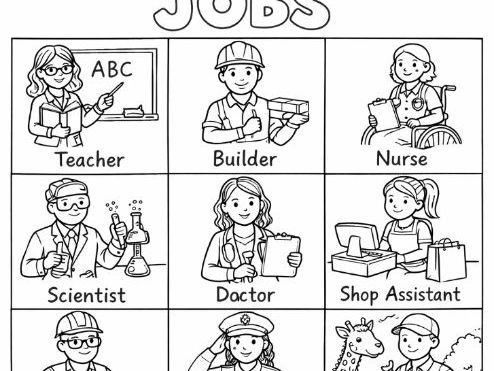 Jobs in our Community Colouring Page