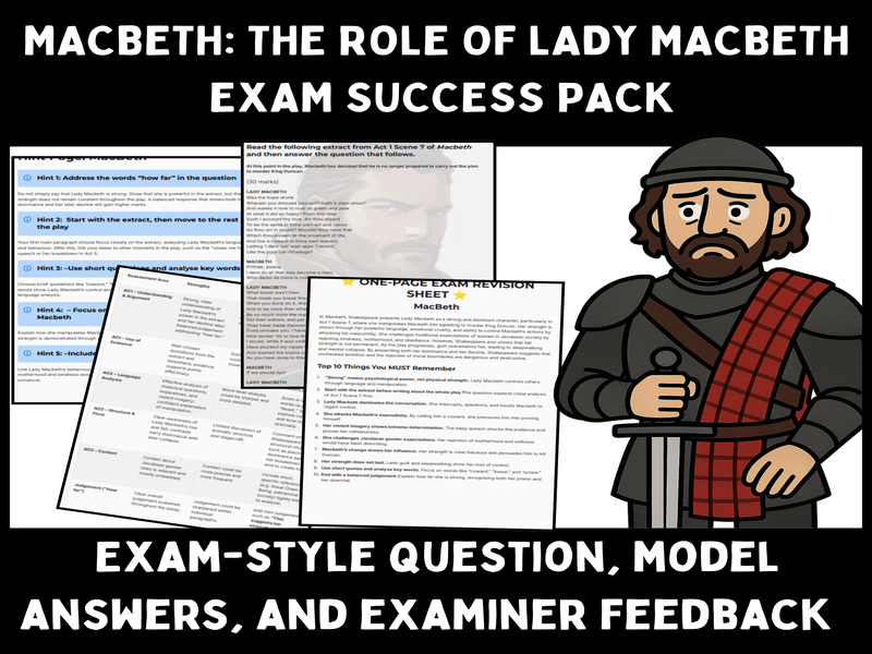 GCSE Macbeth Exam Question – Guilt in Macbeth (30 Marks) | Model Answers & Revision Pack