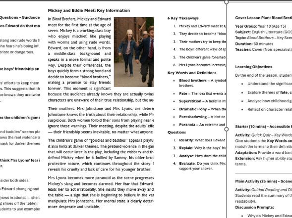 Blood Brothers - Cover lesson - Mickey and Eddie Meet - Key Scenes