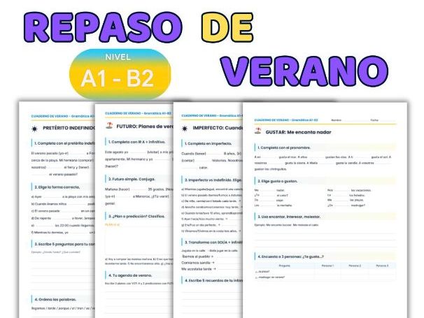 End of Year Spanish Worksheet Summer Grammar Activities in Spanish 1-2