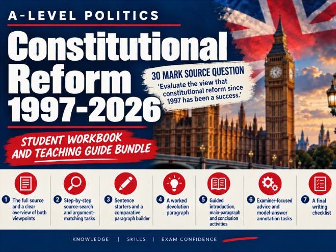 Constitutional Reform Source Question Bundle: A-Level Politics Essay Toolkit | Edexcel